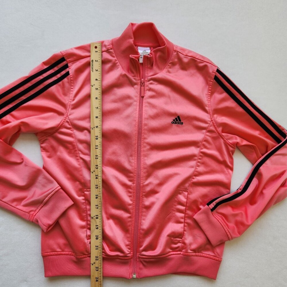 Adidas Peach Pink Full-Zip Track Jacket Stripes Sporty Athletic Glam Feminine - Picture 11 of 11